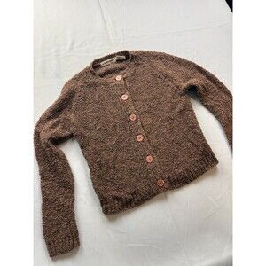 Andriano Cardigan Sweater Womens Medium Brown Knit Button Down Hand Loomed‎